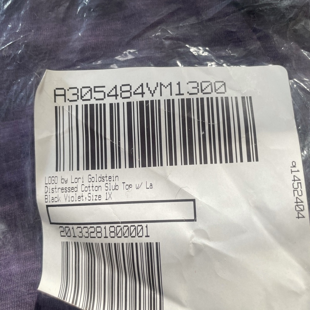 LOGO by Lori Goldstein Distressed Cotton Slub Top with Lace A305484 - Picture 3 of 7